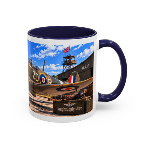 Skeleton Spitfire Pilot Mug – RAF WWII Retro Aviation Coffee Mug – Funny Dark Humor Gift for Pilots - Laugh Supply