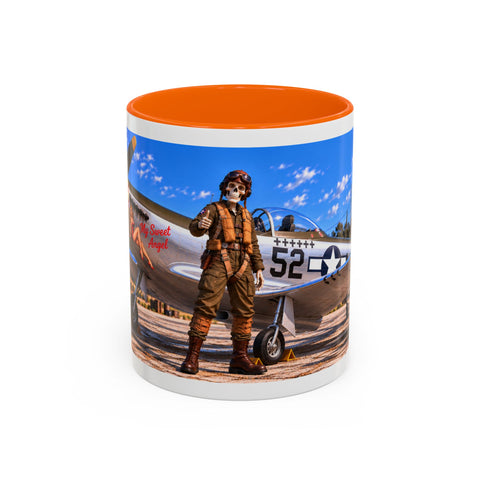 Skeleton Fighter Pilot Mug – P-51 Mustang WWII Retro Aviation Coffee Mug – Funny Dark Humor Gift for Pilots - Laugh Supply