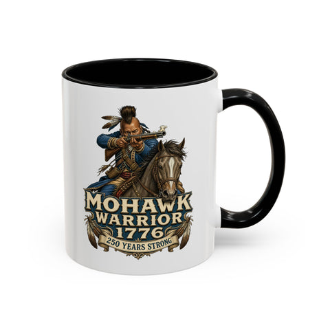 Mohawk Warrior Coffee Mug — 1776 Mounted Warrior Shooting A Musket