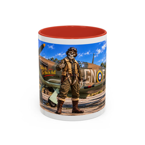 Skeleton Fighter Pilot Mug – RAF WWII Harrican Coffee Mug – Funny Dark Humor Gift for Pilots - Laugh Supply