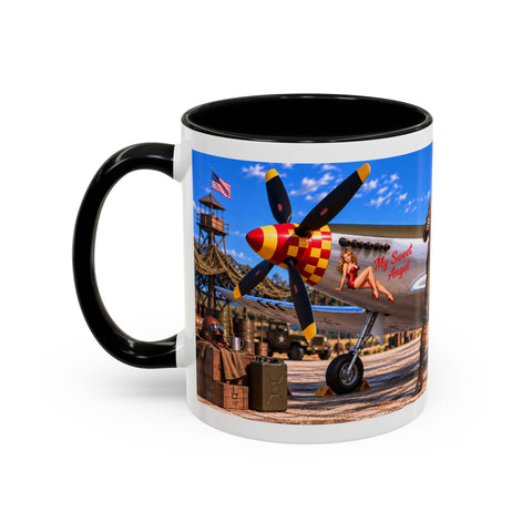 Skeleton Fighter Pilot Mug – P-51 Mustang WWII Retro Aviation Coffee Mug – Funny Dark Humor Gift for Pilots - Laugh Supply