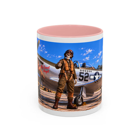 Skeleton Fighter Pilot Mug – P-51 Mustang WWII Retro Aviation Coffee Mug – Funny Dark Humor Gift for Pilots - Laugh Supply