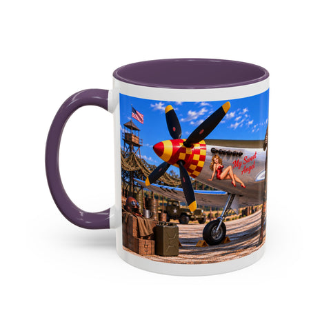 Skeleton Fighter Pilot Mug – P-51 Mustang WWII Retro Aviation Coffee Mug – Funny Dark Humor Gift for Pilots - Laugh Supply