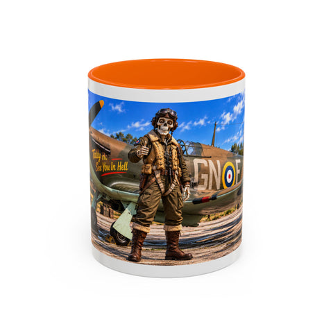 Skeleton Fighter Pilot Mug – RAF WWII Harrican Coffee Mug – Funny Dark Humor Gift for Pilots - Laugh Supply