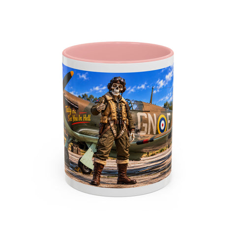 Skeleton Fighter Pilot Mug – RAF WWII Harrican Coffee Mug – Funny Dark Humor Gift for Pilots - Laugh Supply