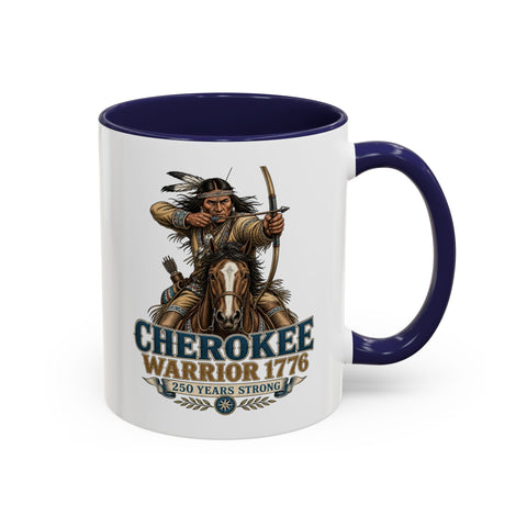 Cherokee Warrior 1776 Coffee Mug — Mounted Warrior Shooting A Bow
