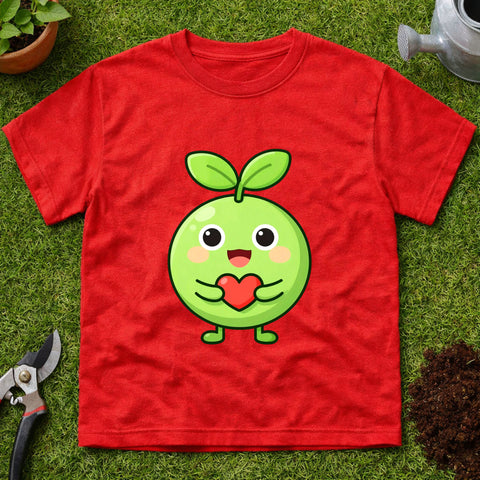 Cute Green Sprout Character T-Shirt — Kawaii Heart-Love Graphic Tee | Unisex Gildan 6400
