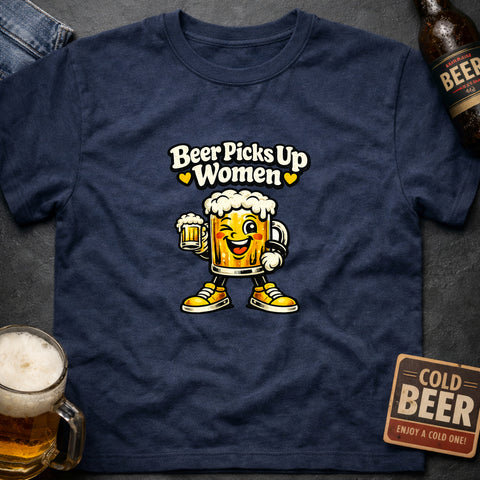 **“Beer Picks Up Women” – Funny Beer Lover T‑Shirt**