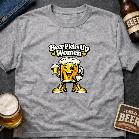 **“Beer Picks Up Women” – Funny Beer Lover T‑Shirt**