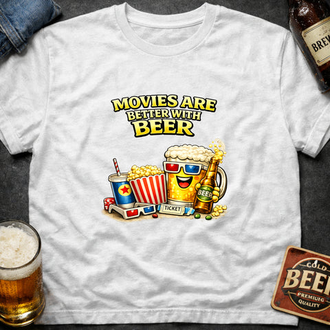 **“Movies Are Better With Beer” – Funny Beer Lover T‑Shirt**