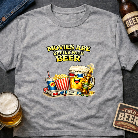 **“Movies Are Better With Beer” – Funny Beer Lover T‑Shirt**