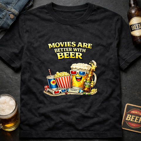 **“Movies Are Better With Beer” – Funny Beer Lover T‑Shirt**