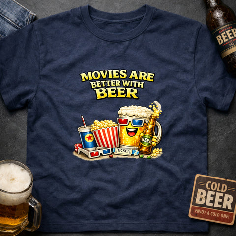 **“Movies Are Better With Beer” – Funny Beer Lover T‑Shirt**