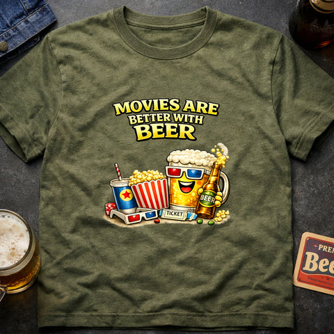 **“Movies Are Better With Beer” – Funny Beer Lover T‑Shirt**