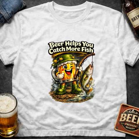 **“Beer Helps You Catch More Fish” – Funny Beer Lover T‑Shirt**