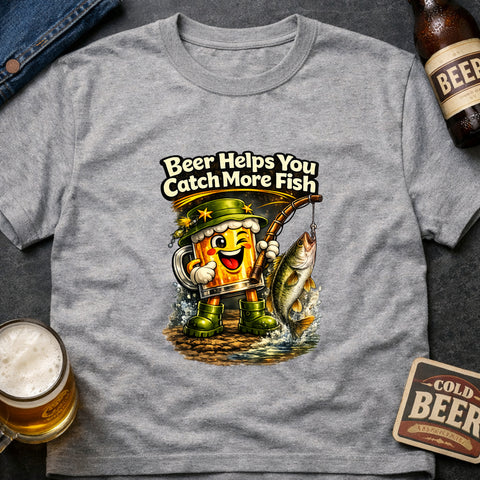**“Beer Helps You Catch More Fish” – Funny Beer Lover T‑Shirt**