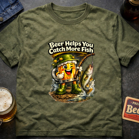 **“Beer Helps You Catch More Fish” – Funny Beer Lover T‑Shirt**