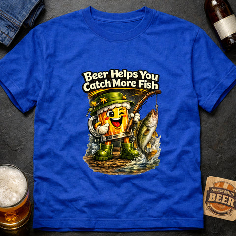 **“Beer Helps You Catch More Fish” – Funny Beer Lover T‑Shirt**