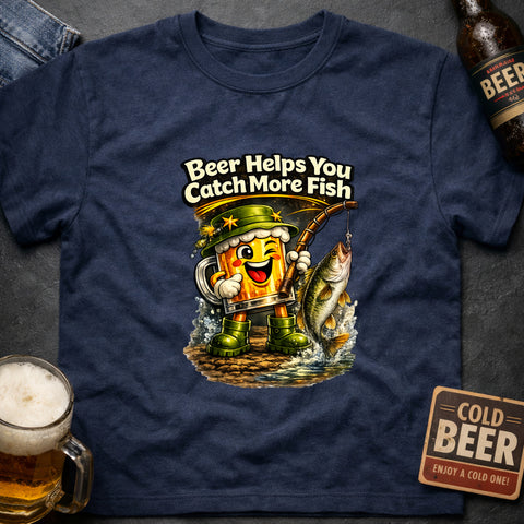 **“Beer Helps You Catch More Fish” – Funny Beer Lover T‑Shirt**