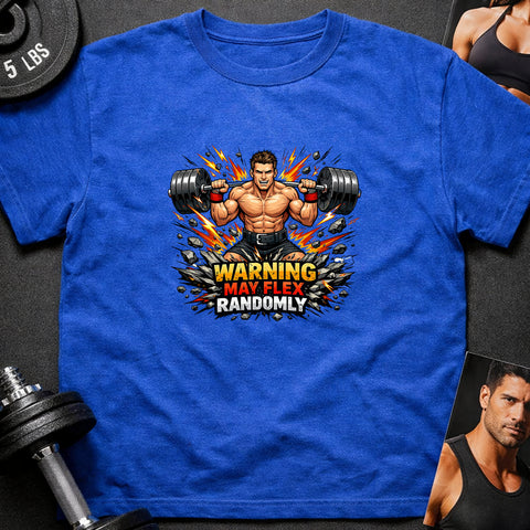**“Warning May Flex Randomly” – Brunette Hair Caucasian Male Barbell Edition**