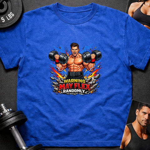 **“Warning May Flex Randomly” – Brunette Hair Caucasian Male Dumbbells Edition**