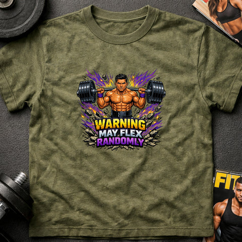 **“Warning May Flex Randomly” – Hispanic Male Barbell Edition**