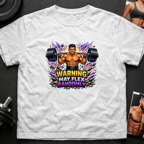 **“Warning May Flex Randomly” – Hispanic Male Barbell Edition**