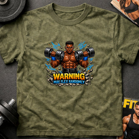 **“Warning May Flex Randomly” – Black Male Dumbbells Edition**