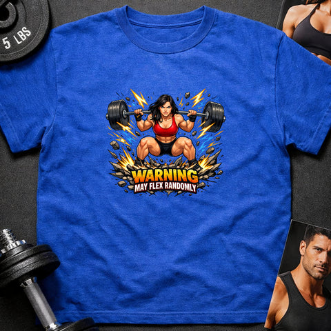 **“Warning May Flex Randomly” – Black Hair Caucasian Female Barbell Edition**