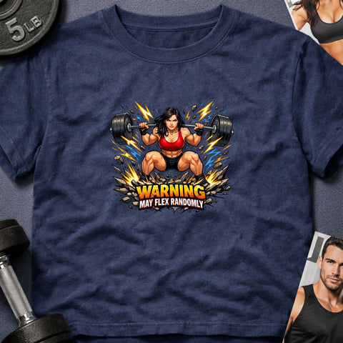 **“Warning May Flex Randomly” – Black Hair Caucasian Female Barbell Edition**