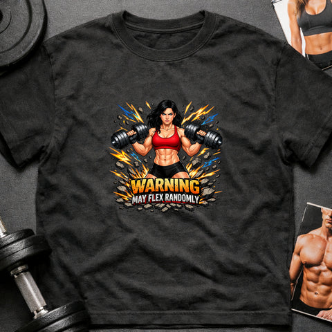 **“Warning May Flex Randomly” – Black Hair Caucasian Female Dumbbells Edition**