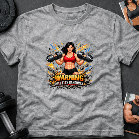 **“Warning May Flex Randomly” – Black Hair Caucasian Female Dumbbells Edition**