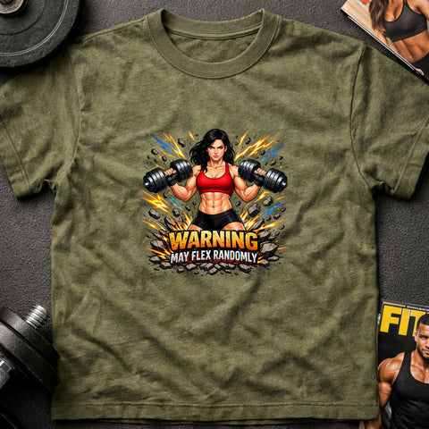 **“Warning May Flex Randomly” – Black Hair Caucasian Female Dumbbells Edition**