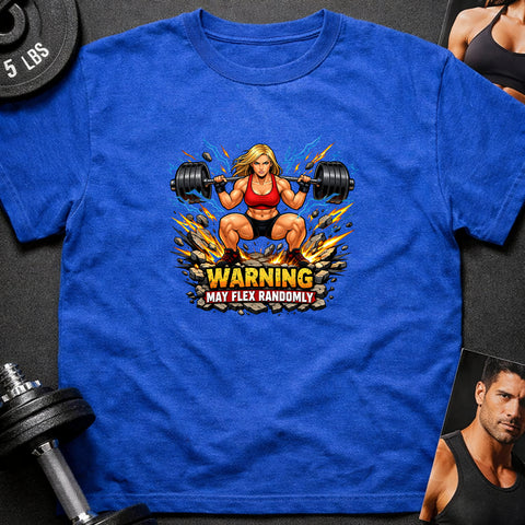 **“Warning May Flex Randomly” – Blonde Hair Caucasian Female Barbell Edition**