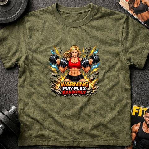 **“Warning May Flex Randomly” – Blonde Hair Caucasian Female Dumbbells Edition**