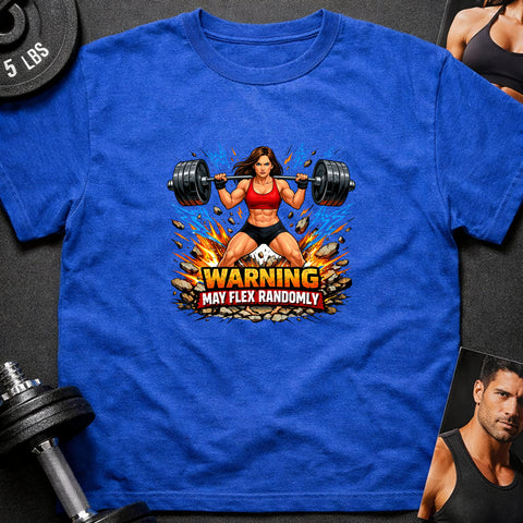 **“Warning May Flex Randomly” – Brunette Hair Caucasian Female Barbell Edition**