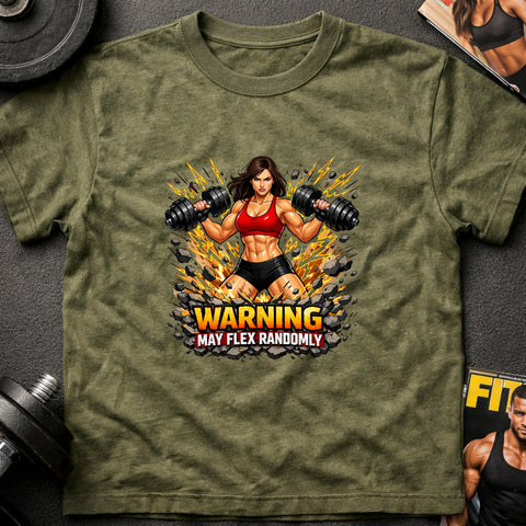 **“Warning May Flex Randomly” – Brunette Hair Caucasian Female Dumbbells Edition**
