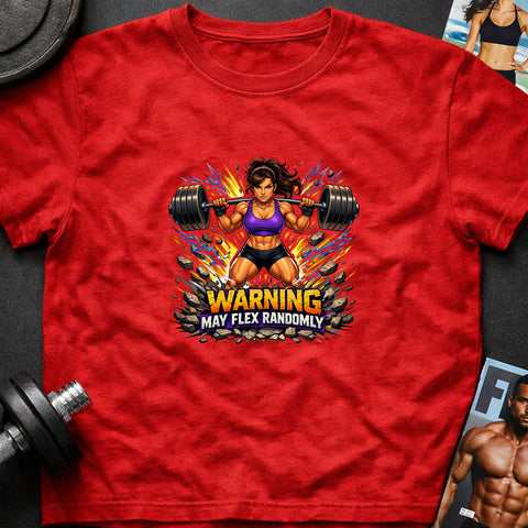 **“Warning May Flex Randomly” – Hispanic Female Barbell Edition**