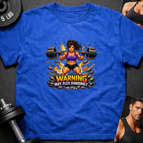 **“Warning May Flex Randomly” – Hispanic Female Barbell Edition**
