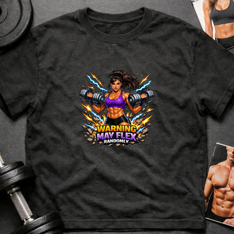 **“Warning May Flex Randomly” – Hispanic Female Dumbbells Edition**