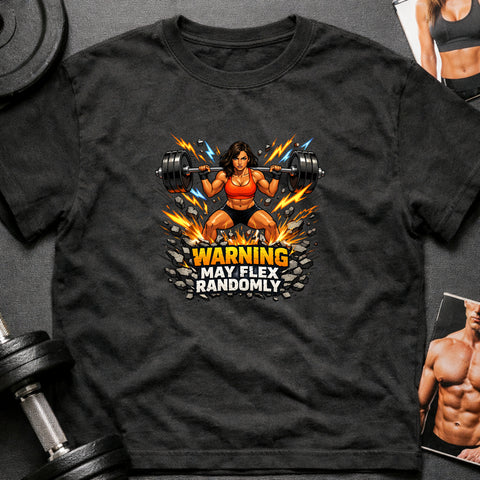 **“Warning May Flex Randomly” – Mediterranean Female Barbell Edition**