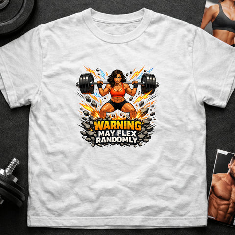 **“Warning May Flex Randomly” – Mediterranean Female Barbell Edition**