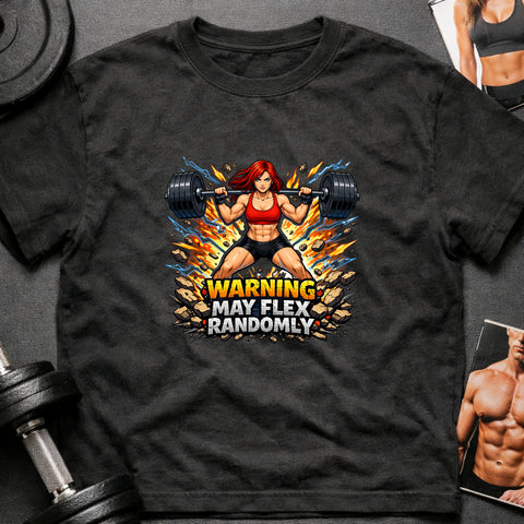 **“Warning May Flex Randomly” – Red Hair Caucasian Female Barbell Edition**