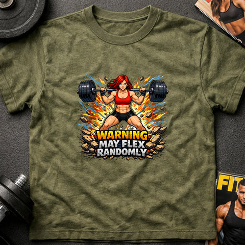 **“Warning May Flex Randomly” – Red Hair Caucasian Female Barbell Edition**