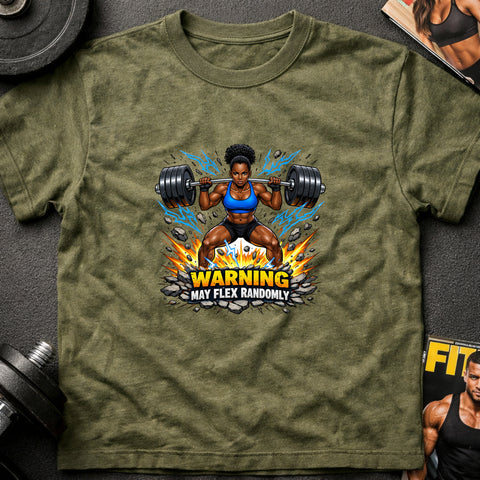 **“Warning May Flex Randomly” – Black Female Barbell Edition**