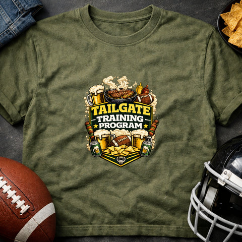 **“Tailgate Training Program” – Funny Tailgate & Football T‑Shirt**