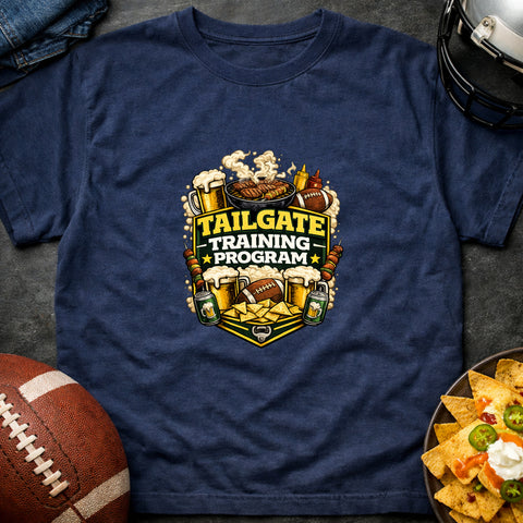 **“Tailgate Training Program” – Funny Tailgate & Football T‑Shirt**