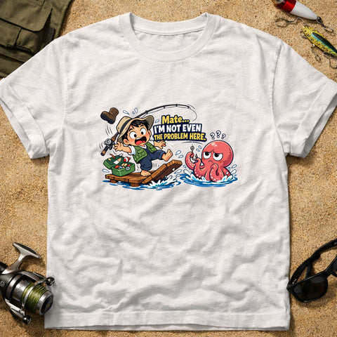 **“Mate, I’m Not Even The Problem Here” – Funny Octopus Fishing T‑Shirt** | Unisex