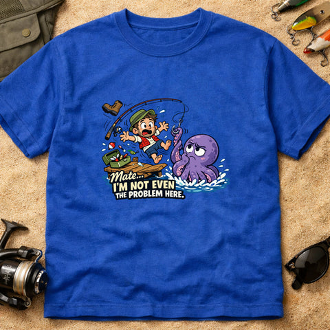 **“Mate, I’m Not Even The Problem Here!” – Funny Octopus Fishing T‑Shirt** | Unisex