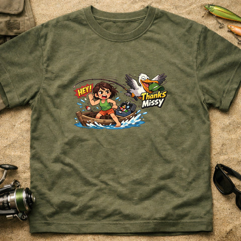 **“Thanks, Missy.” – Funny Pelican Fishing T‑Shirt** | Unisex